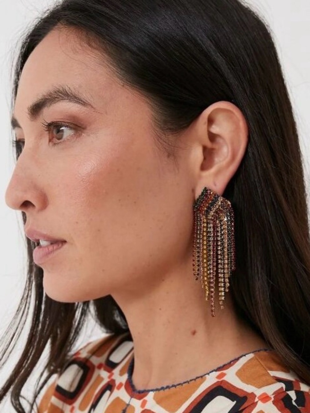Deepa Gurnani Crystal Fringe Drop Earrings